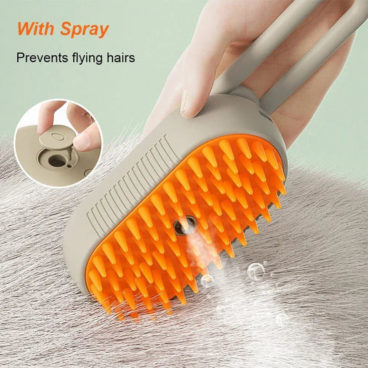 3 in 1 Pet Electric Steam Brush Cat and Dog Cleaning Spray Massage Grooming Comb Retractable Handle Pet Hair Removal BeautyBrush - The Happy Pet Store