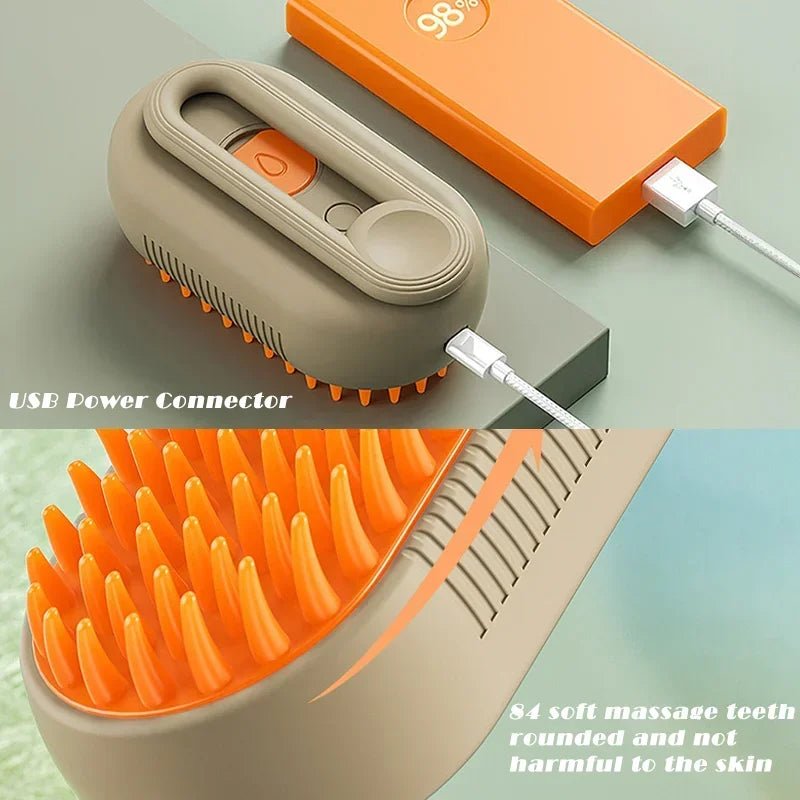3 in 1 Pet Electric Steam Brush Cat and Dog Cleaning Spray Massage Grooming Comb Retractable Handle Pet Hair Removal BeautyBrush - The Happy Pet Store