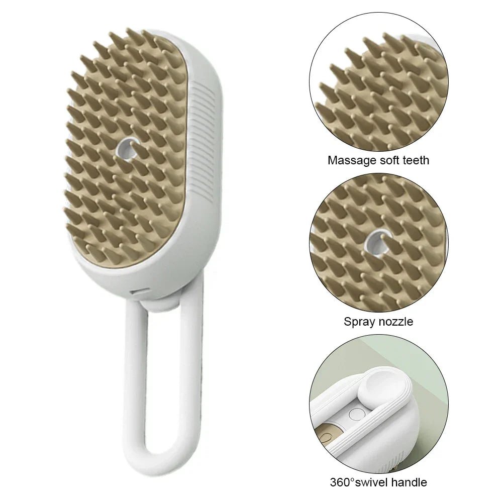 3 in 1 Pet Electric Steam Brush Cat and Dog Cleaning Spray Massage Grooming Comb Retractable Handle Pet Hair Removal BeautyBrush - The Happy Pet Store