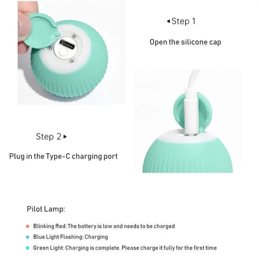 Automatic Moving Cats Toy Interactive Ball Rechargeable Rolling Electric Ball Home Pet Accessories Things for Supplies - The Happy Pet Store
