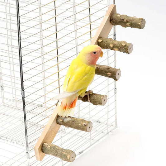 Bird Ladder Perch for Cage, Natural Wood Bird Parrot Perch Stand Parrot Perch Bridge Climbing Chewing Toys for Small Medium Animal - The Happy Pet Store