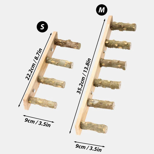 Bird Ladder Perch for Cage, Natural Wood Bird Parrot Perch Stand Parrot Perch Bridge Climbing Chewing Toys for Small Medium Animal - The Happy Pet Store