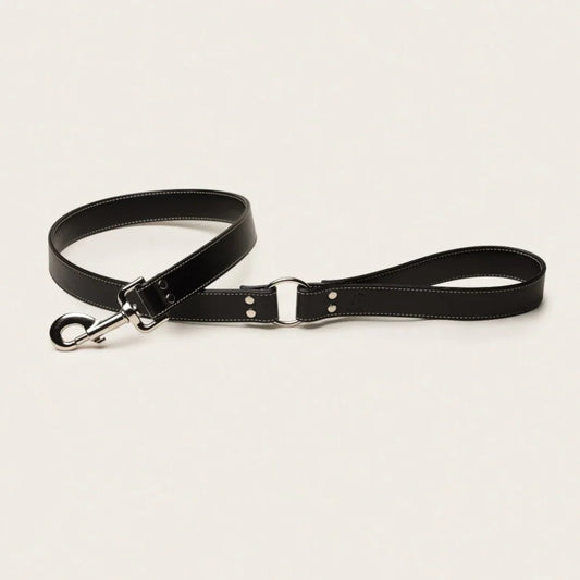 Black apple leather lead - The Happy Pet Store