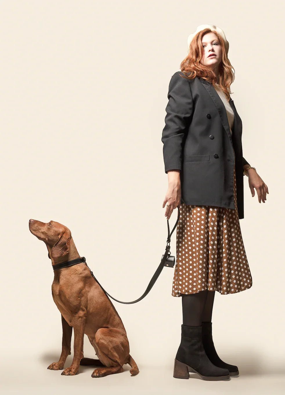 Black apple leather lead - The Happy Pet Store