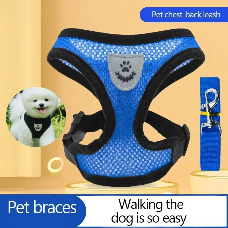 Cat Harness Vest Walking Lead Leash For Puppy Dogs Collar Polyester Adjustable Mesh Dog Harness For Small Medium Pet Accessories - The Happy Pet Store