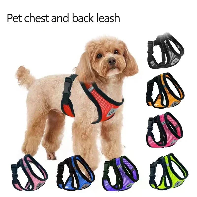Cat Harness Vest Walking Lead Leash For Puppy Dogs Collar Polyester Adjustable Mesh Dog Harness For Small Medium Pet Accessories - The Happy Pet Store