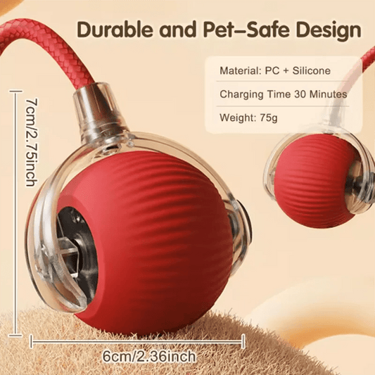 Cat Interactive ball Toy, Automatic Rolling Ball with Tail, Rechargeable Smart Pet Interactive Toy, Intelligent toy for Cat - The Happy Pet Store