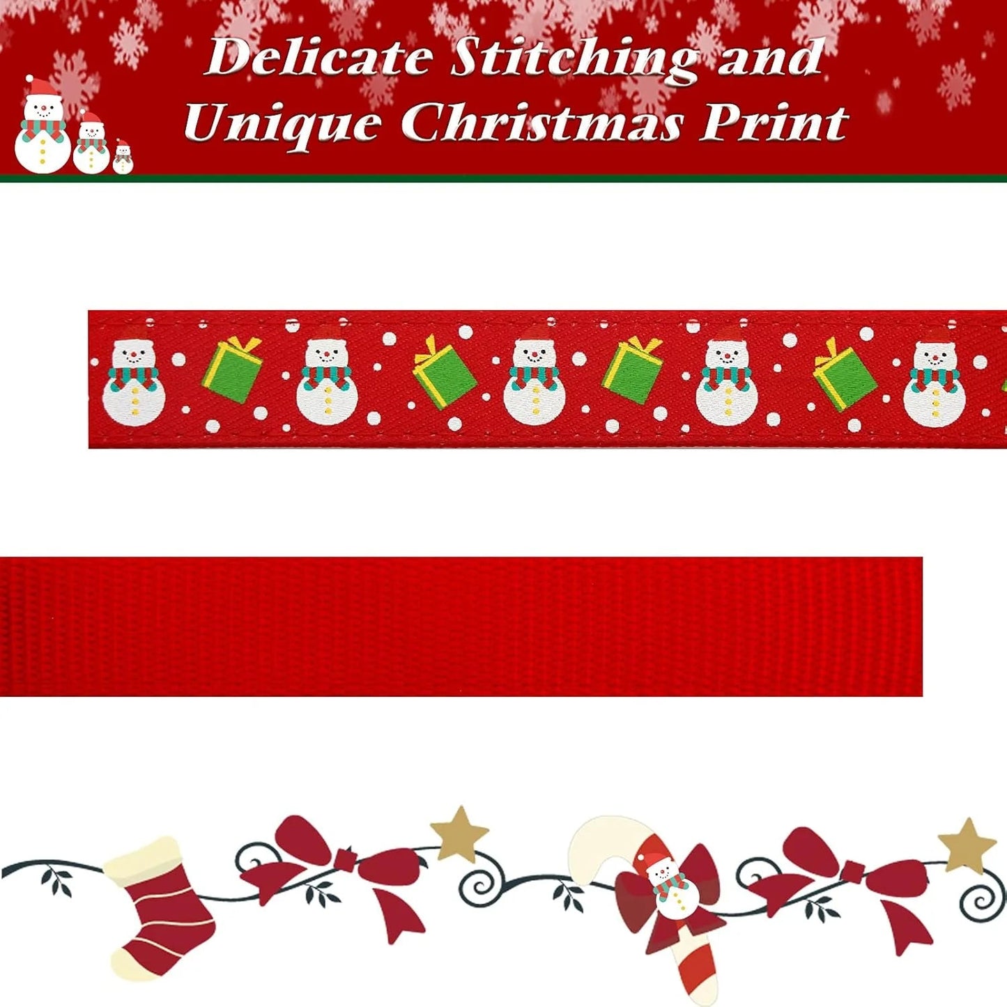 Christmas Dog Collar Adjustable Xmas Dog Collar with Christmas Antler Bow Tie Accessories Snowman Dog Collar for Medium Dogs - The Happy Pet Store