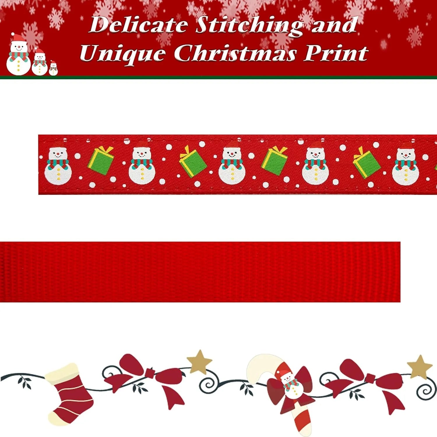 Christmas Dog Collar Adjustable Xmas Dog Collar with Christmas Antler Bow Tie Accessories Snowman Dog Collar for Medium Dogs - The Happy Pet Store