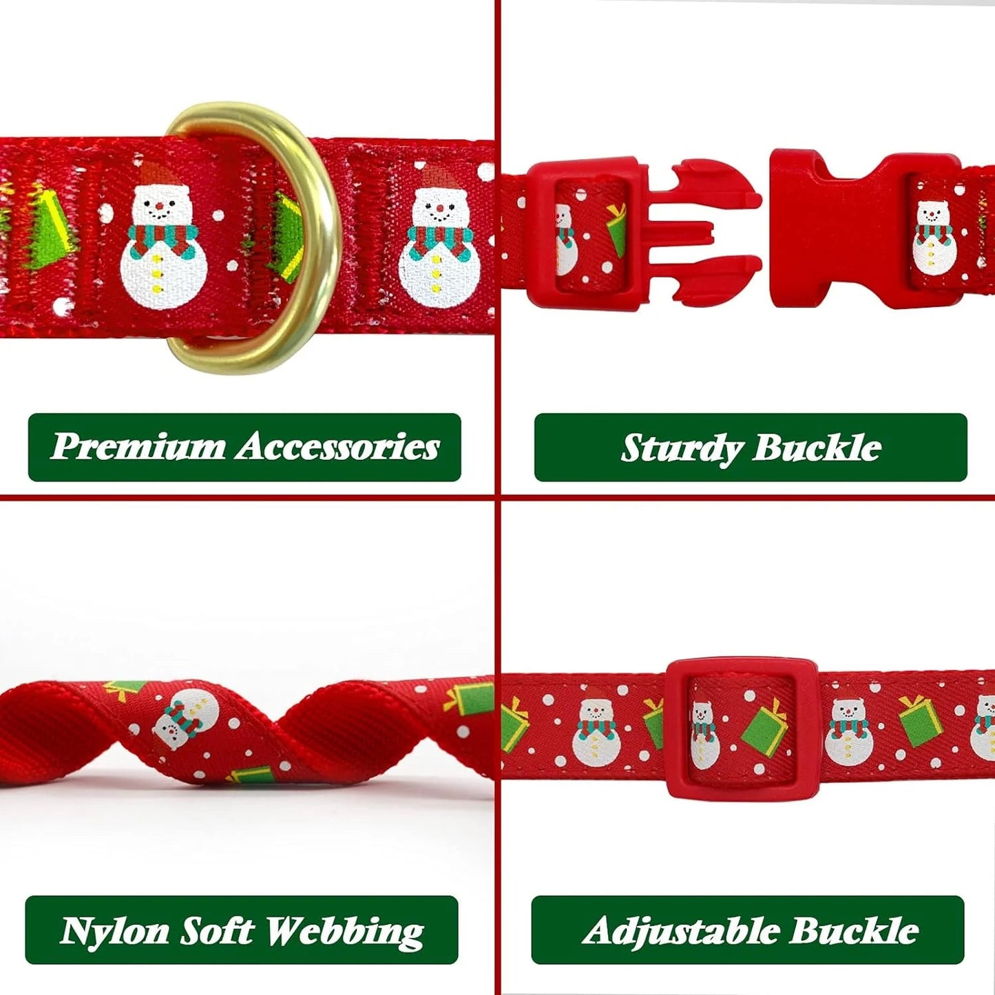 Christmas Dog Collar Adjustable Xmas Dog Collar with Christmas Antler Bow Tie Accessories Snowman Dog Collar for Medium Dogs - The Happy Pet Store