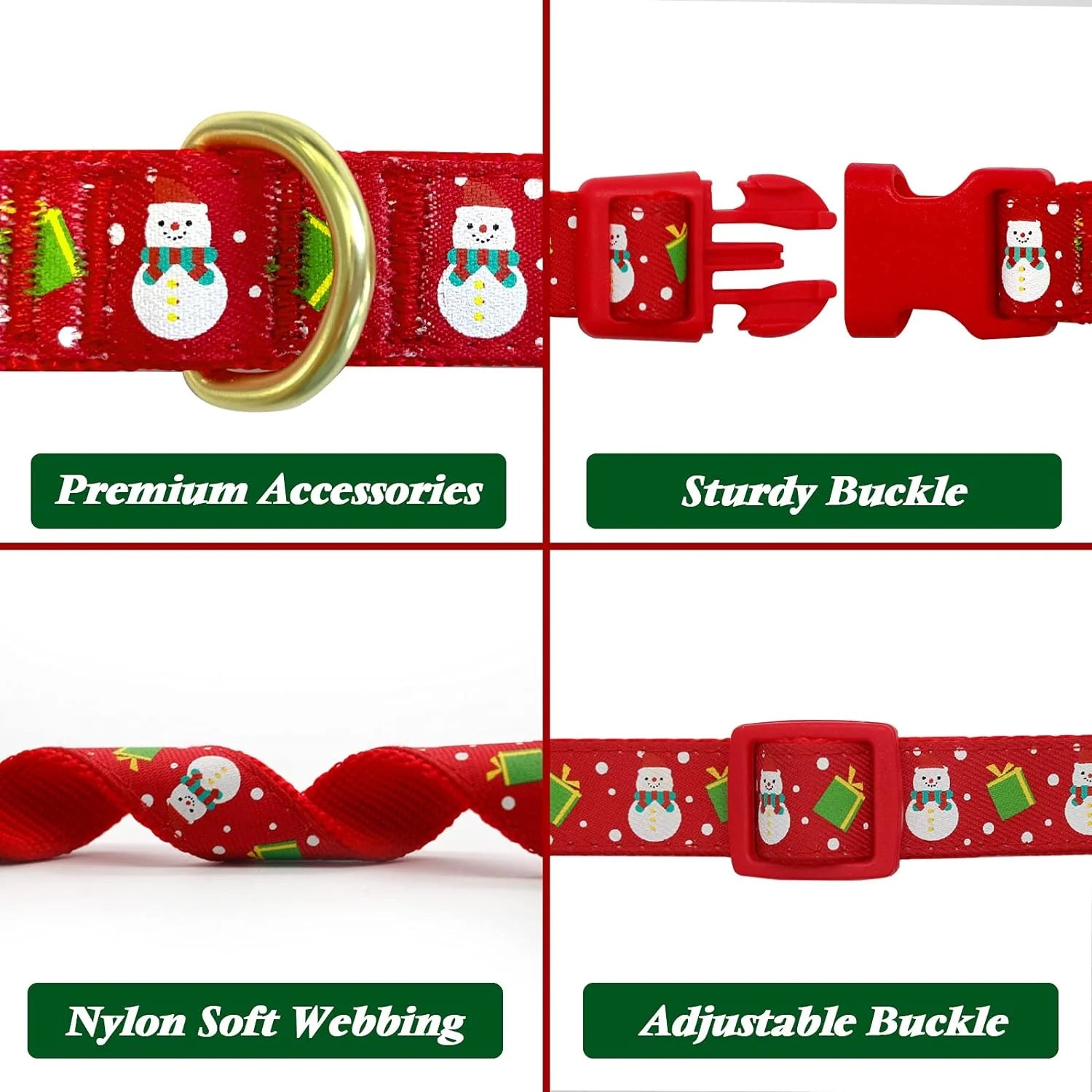 Christmas Dog Collar Adjustable Xmas Dog Collar with Christmas Antler Bow Tie Accessories Snowman Dog Collar for Medium Dogs - The Happy Pet Store