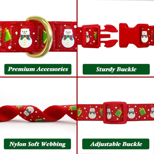 Christmas Dog Collar Adjustable Xmas Dog Collar with Christmas Antler Bow Tie Accessories Snowman Dog Collar for Medium Dogs - The Happy Pet Store