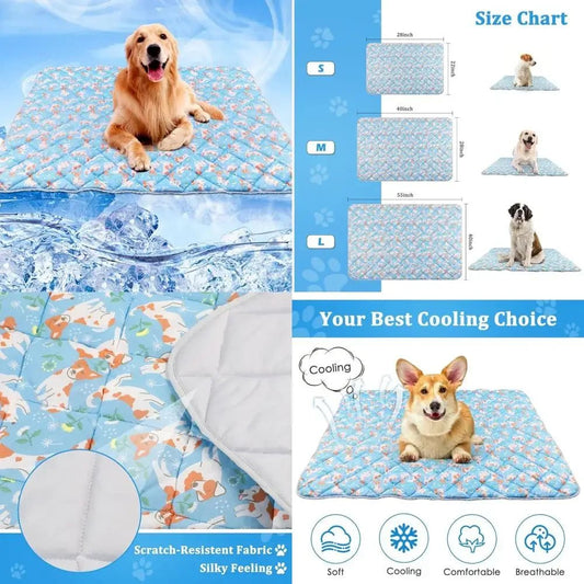 Dog Cooling Mat, Cooling Blanket for Dogs Bed Cover, Ice Silk Cool Pad for Dogs Furniture Protector, Premium Soft Washable Pet B - The Happy Pet Store