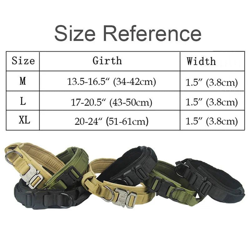 Dog Tag Nylon Tactical Collar With Handle Training Personalized - The Happy Pet Store