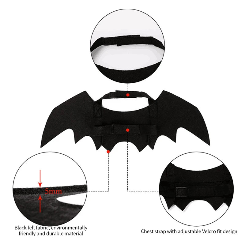 Fashion Cat Clothes Bat Wings Funny Dog Costume Artificial Wing Pet Cosplay Prop Halloween Christmas Cat Costume Pet Products - The Happy Pet Store