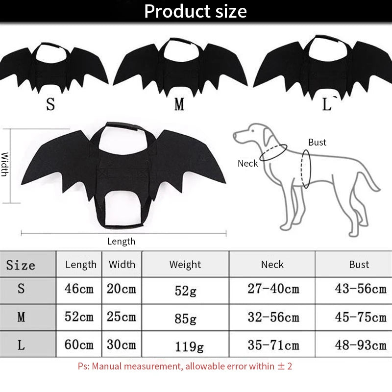 Fashion Cat Clothes Bat Wings Funny Dog Costume Artificial Wing Pet Cosplay Prop Halloween Christmas Cat Costume Pet Products - The Happy Pet Store