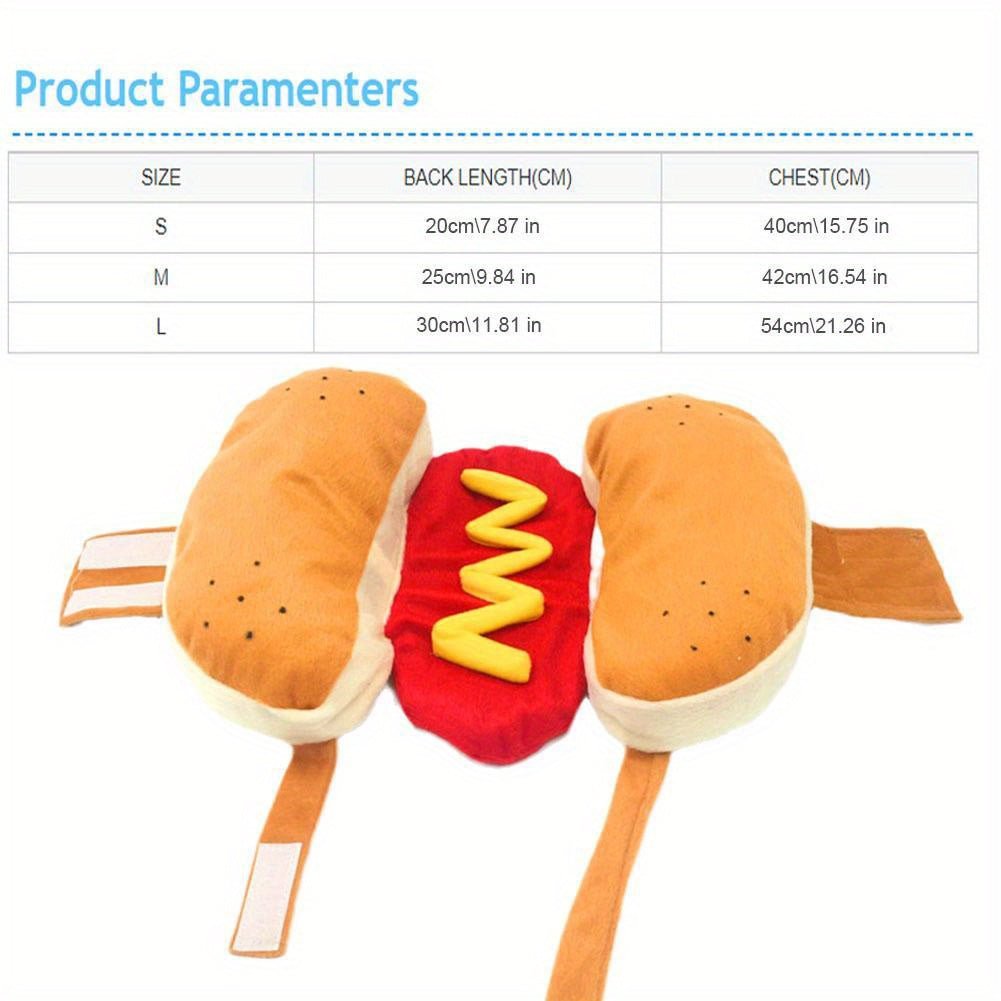 Funny Hot Dog Costume for Dogs - Cozy Dachshund Sausage Cosplay Outfit with Mustard Sauce Design, Adjustable Straps for Small/Medium Breeds, Perfect for Halloween & Parties, Dog Costumes for Small Dogs - The Happy Pet Store