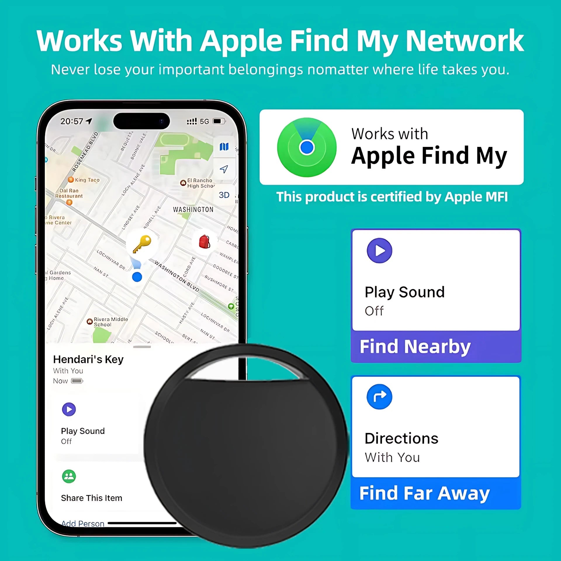 GPS Smart Tracker Mini Tag For IOS iPhone Find My APP ITag Anti Lost Reminder Device MFI Rated Locator Car Key Pet Kids Finder - The Happy Pet Store