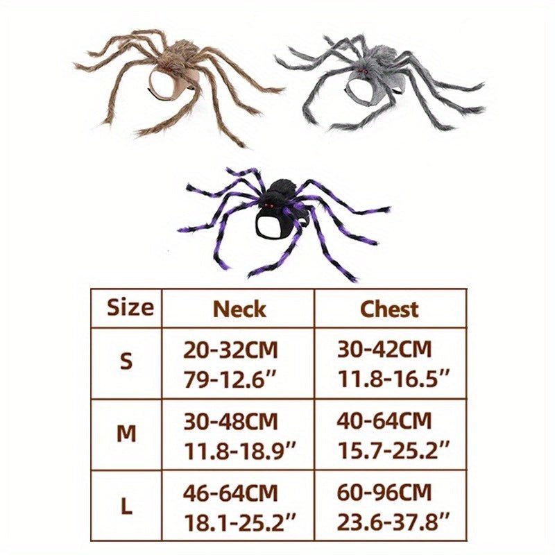 Halloween Pet Spider Costume - Funny Transforming Dog & Cat Outfit with Web Design, Gray/Brown/Black/Purple, Sizes S/M/L,, Perfect for Halloween Parties, Halloween Costumes - The Happy Pet Store
