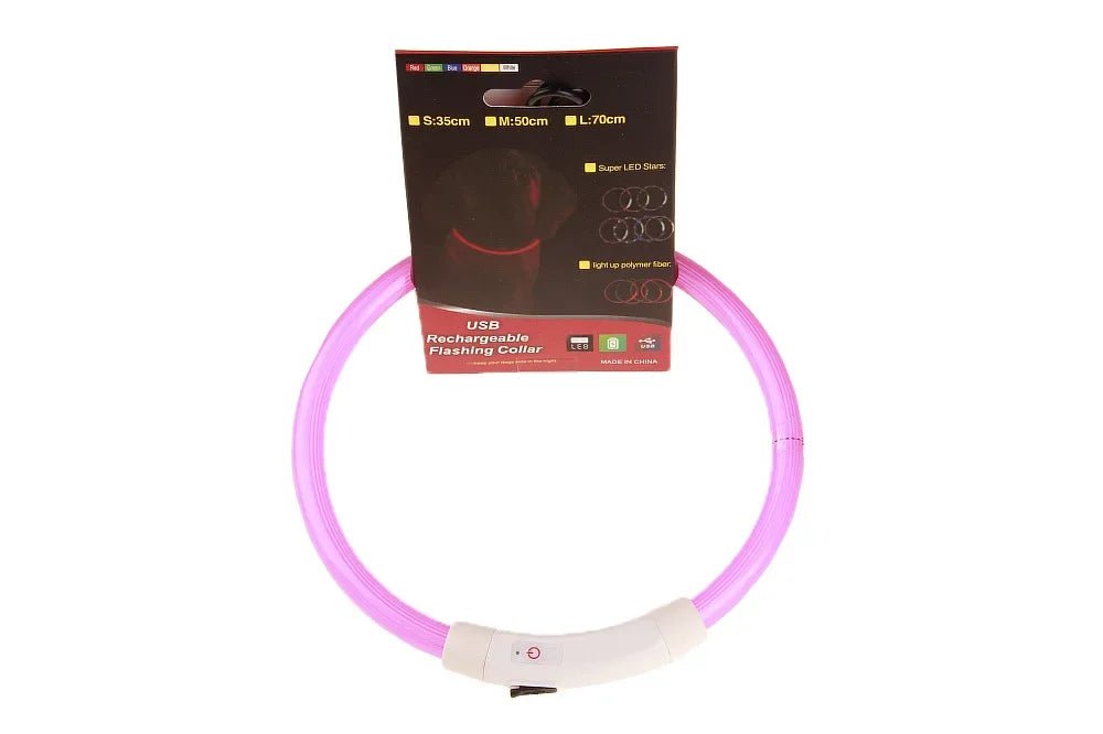 Led Dog COLLAR USB Rechargeable Glowing Collar Night Visibility Reflective Waterproof Adjustable Strap For Dogs Small Medium Lar - The Happy Pet Store