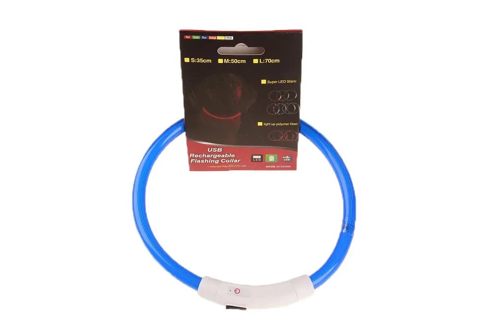 Led Dog COLLAR USB Rechargeable Glowing Collar Night Visibility Reflective Waterproof Adjustable Strap For Dogs Small Medium Lar - The Happy Pet Store