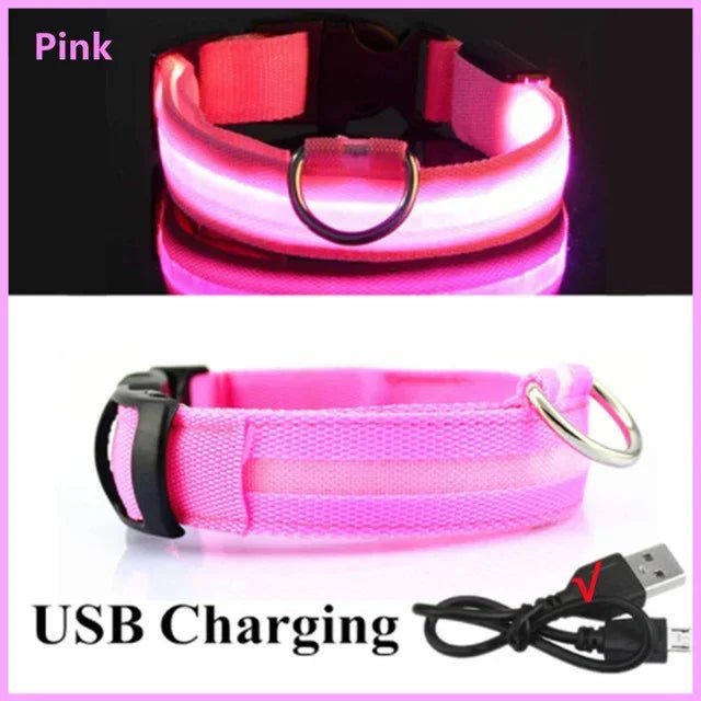 LED Glowing Dog Collar Adjustable Flashing Rechargea Luminous Collar Night Anti - Lost Dog Light HarnessFor Small Dog Pet Products - The Happy Pet Store