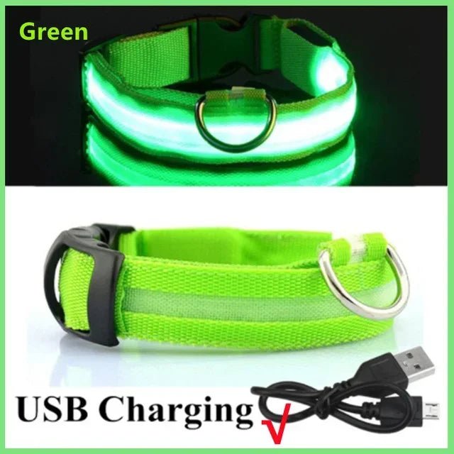 LED Glowing Dog Collar Adjustable Flashing Rechargea Luminous Collar Night Anti - Lost Dog Light HarnessFor Small Dog Pet Products - The Happy Pet Store