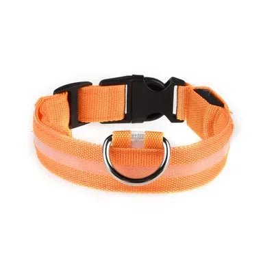Leopard LED Dog Collar Luminous Adjustable Glowing Collar For Dogs Pet Night Safety Nylon Collar Luminous LED Bright Dog Collar - The Happy Pet Store