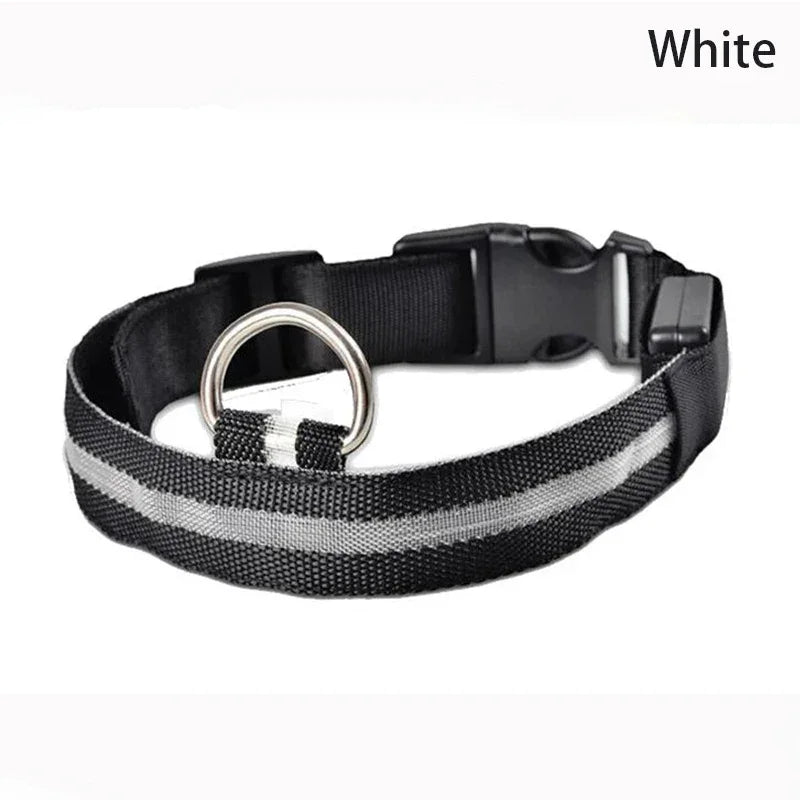 Leopard LED Dog Collar Luminous Adjustable Glowing Collar For Dogs Pet Night Safety Nylon Collar Luminous LED Bright Dog Collar - The Happy Pet Store