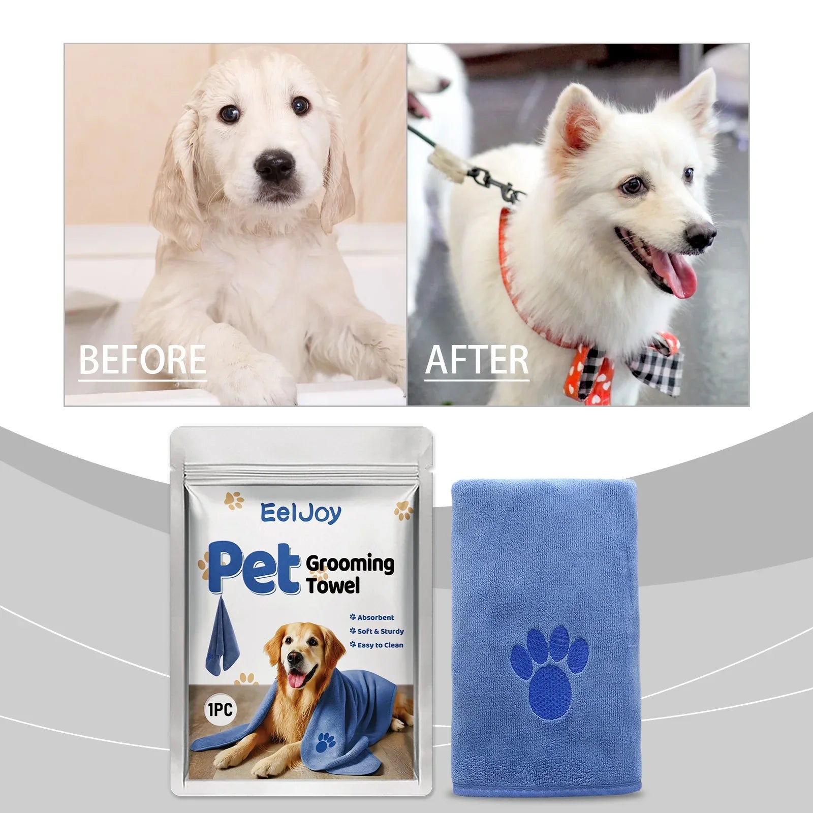 Pet Grooming Towel Accelerate the Evaporation and Drying of Surface Moisture Quickly Absorb Moisture From Pet Hair - The Happy Pet Store