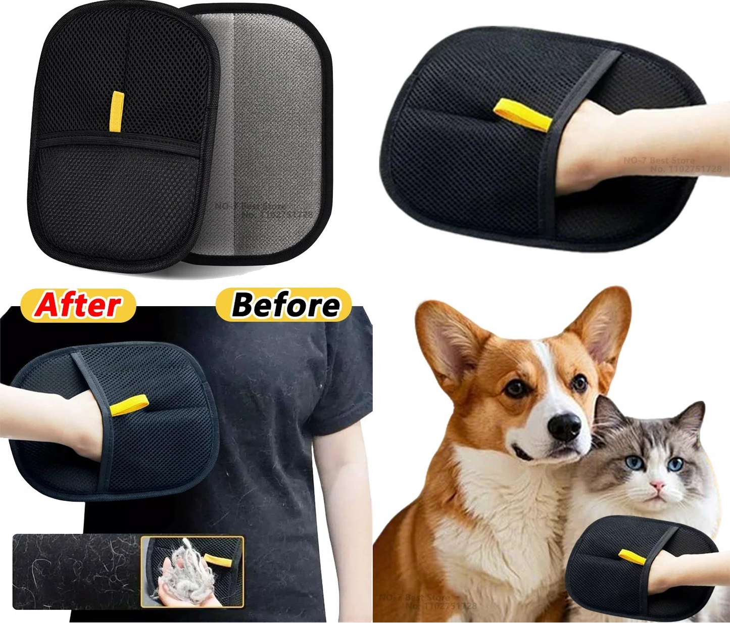 Pet Hair Removal Tool Reusable Static Removal Gloves, Double - Sided Grooming Gloves for Pets, Removes Pet Fur Hair for Carpets - The Happy Pet Store