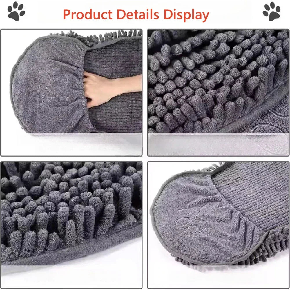 Portable Plug - in No Dirty Hands Dog Cat Blanket Absorbent Quick Drying Chenille Towel Pet Bath Cleaning Supplies Dog Accessories - The Happy Pet Store