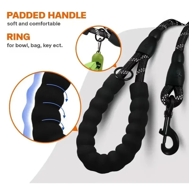 Reflective Dog Leash Traction Rope for Strong Big Small Medium Dog Safety Comfortable Durable Padded Handle Pet Accessories - The Happy Pet Store