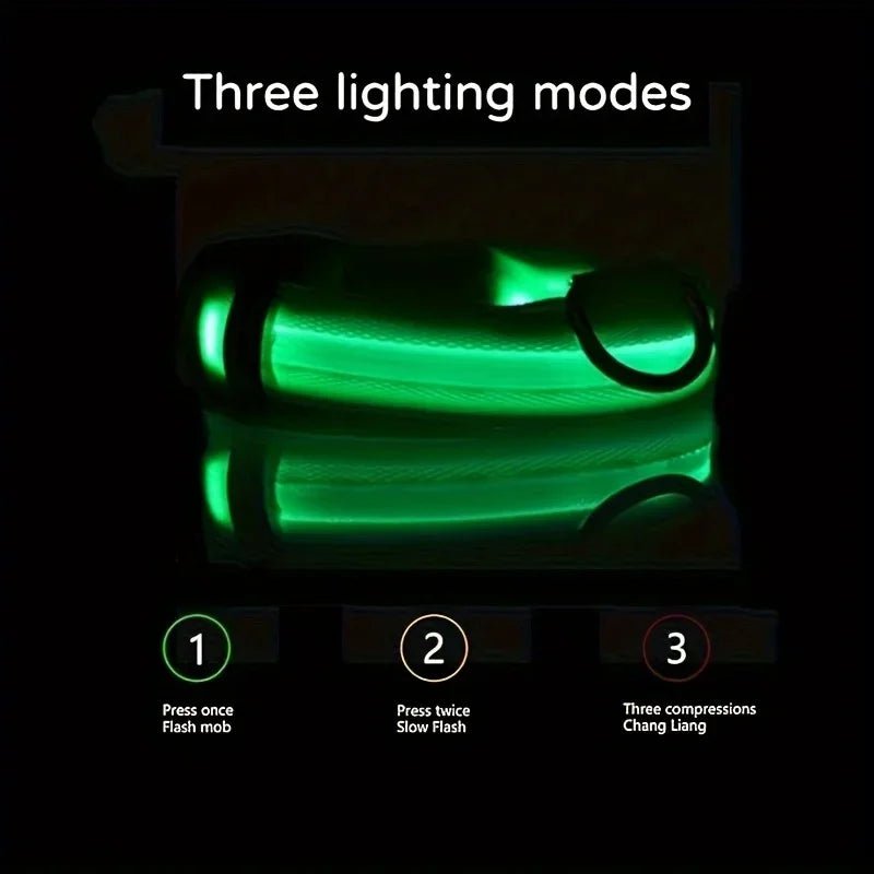 Reflective LED Dog Collar for Night Safety - Durable, Geometric Patterned, Battery - Powered, Ideal for Small/Medium Breeds - The Happy Pet Store