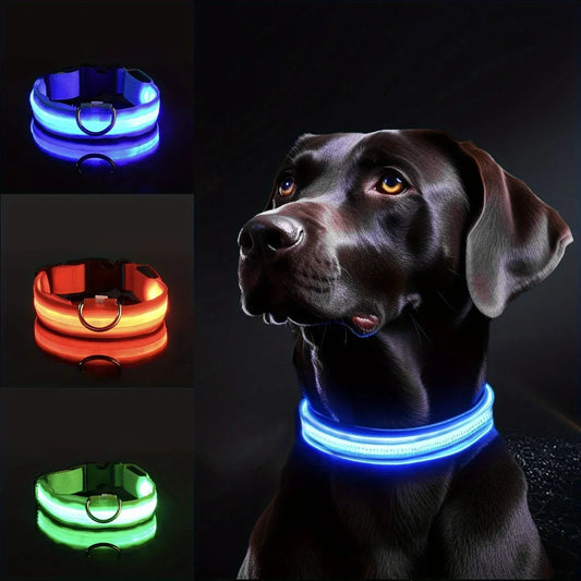 Reflective LED Dog Collar for Night Safety - Durable, Geometric Patterned, Battery - Powered, Ideal for Small/Medium Breeds - The Happy Pet Store