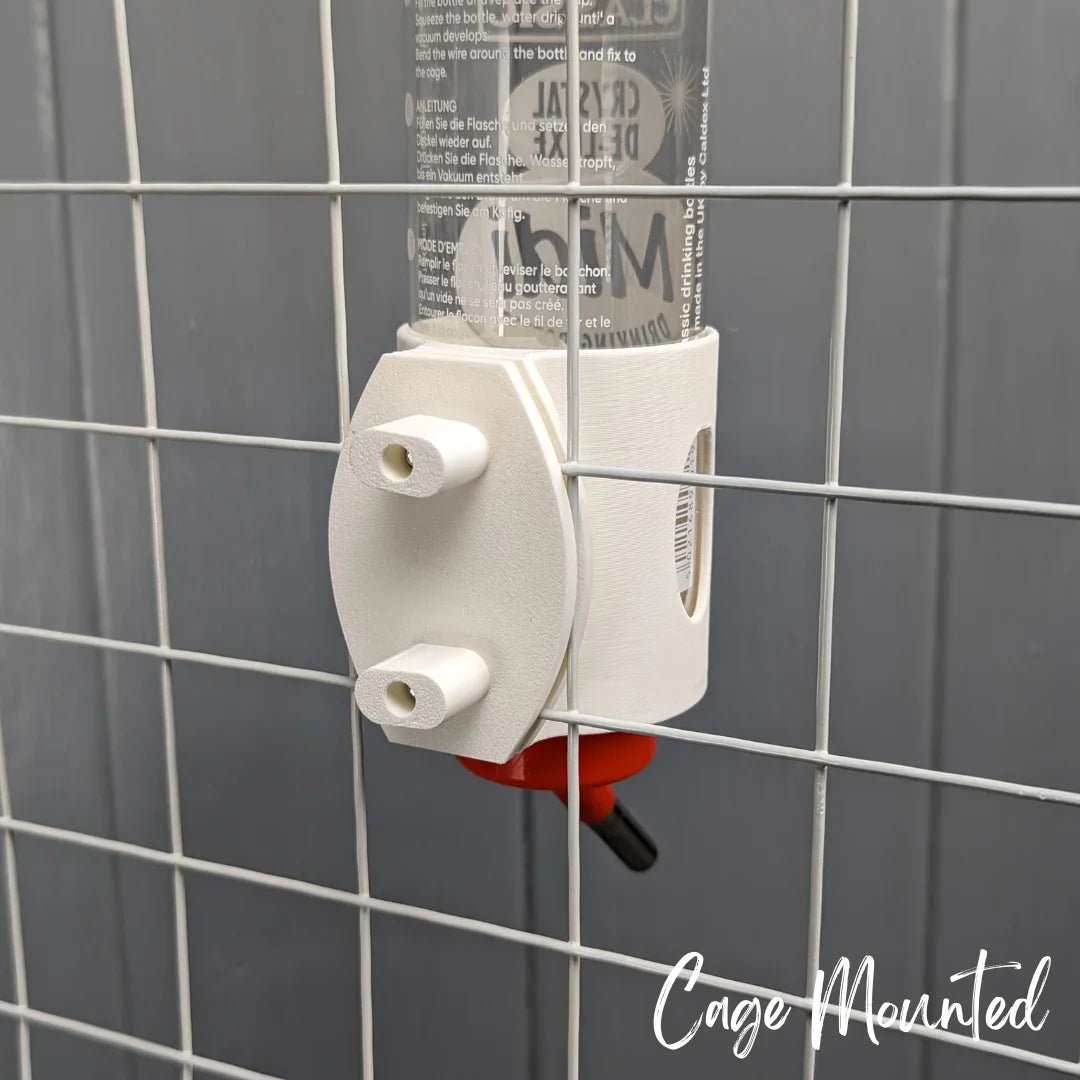SINGLE Cage/Wall Mounted Water Bottle Holder - White - The Happy Pet Store