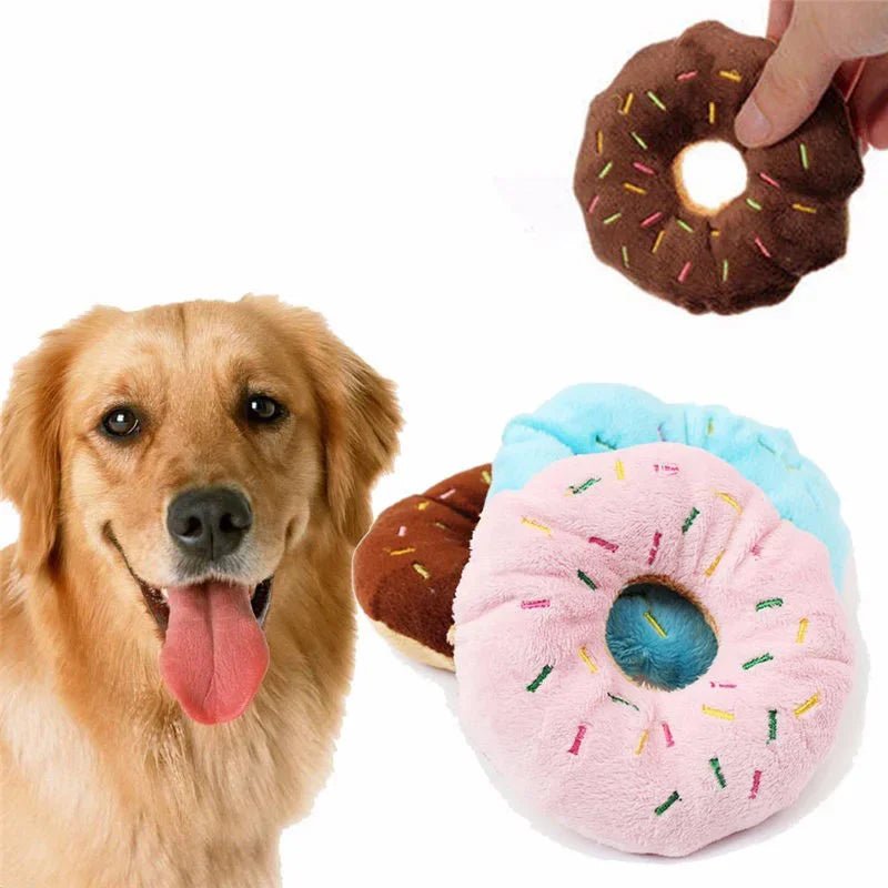 Soft Dog Donuts Plush Pet Dog Toys For Dogs Chew Toy Cute Puppy Squeaker Sound Toys Funny Puppy Small Medium Dog Interactive Toy - The Happy Pet Store