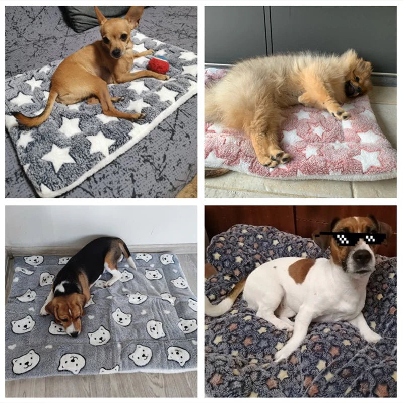 Soft Flannel Thickened Pet Soft Fleece Pad Pet Blanket Bed Mat for Puppy Dog Cat Sofa Cushion Home Rug Keep Warm Sleeping Cover - The Happy Pet Store