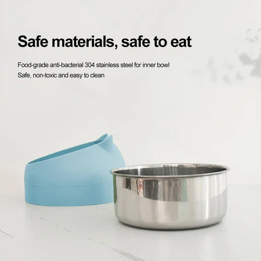 Stainless Steel Cat Feeder Bowl - Blue | The Happy Pet Store - The Happy Pet Store