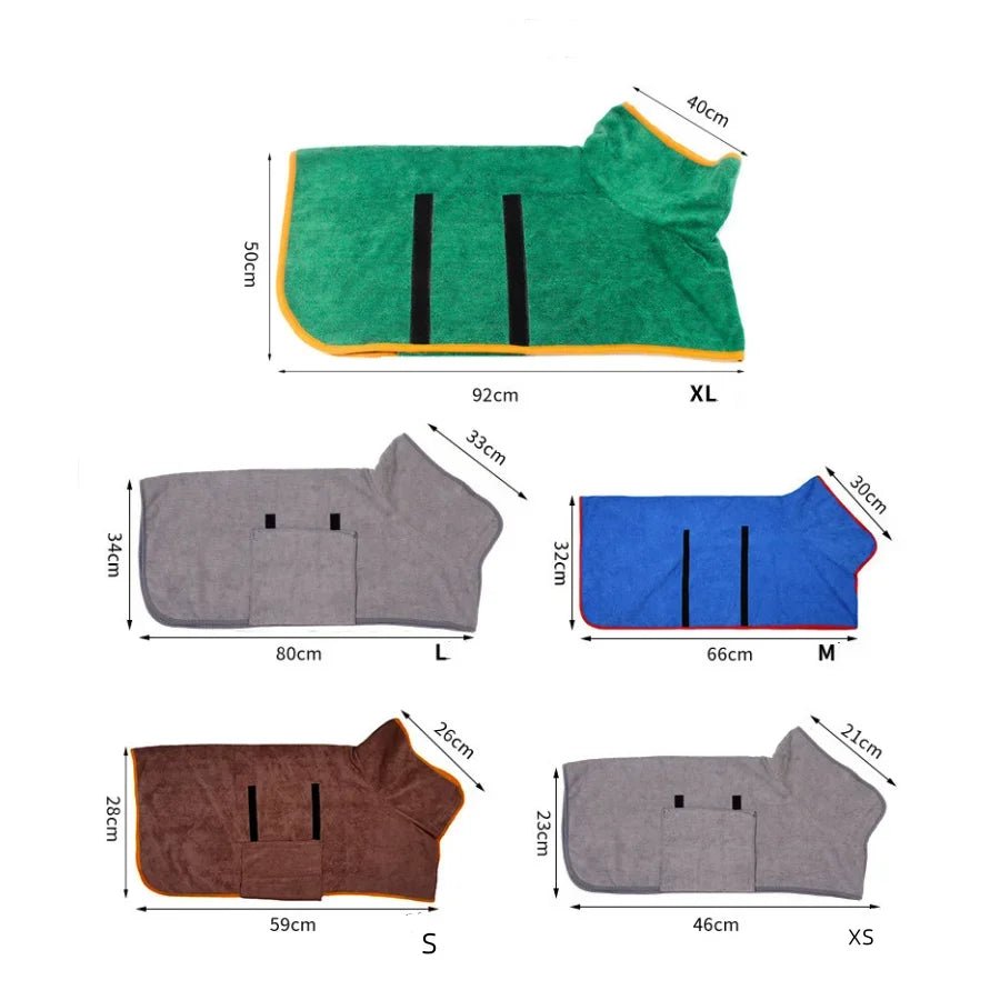 Super absorbent dog bathrobe - Quick - drying pet towel pack, suitable for small/large dogs and cats, full - body coverage, comforta - The Happy Pet Store