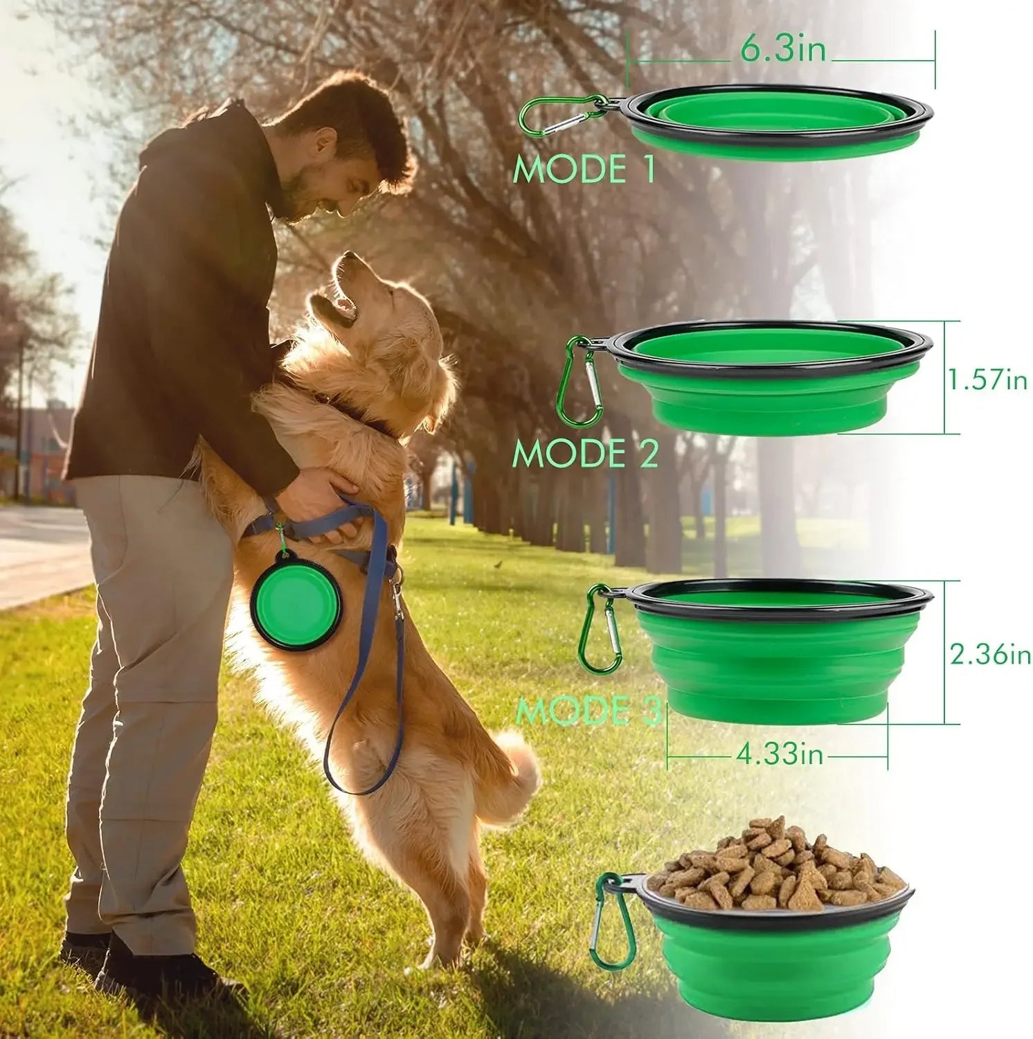 TPR Foldable Dog Bowl | Collapsible Pet Food Water Dish | Flexible, BPA - Free & Portable for Travel - The Happy Pet Store