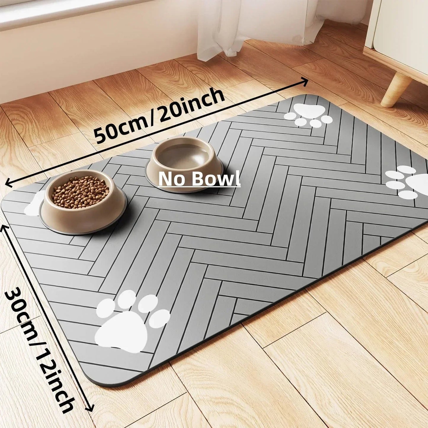 Waterproof Placemat for Dog & Cat Food & Water Bowls, Quick - Dry Rubber Backing - The Happy Pet Store
