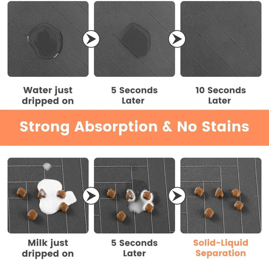 Waterproof Placemat for Dog & Cat Food & Water Bowls, Quick - Dry Rubber Backing - The Happy Pet Store