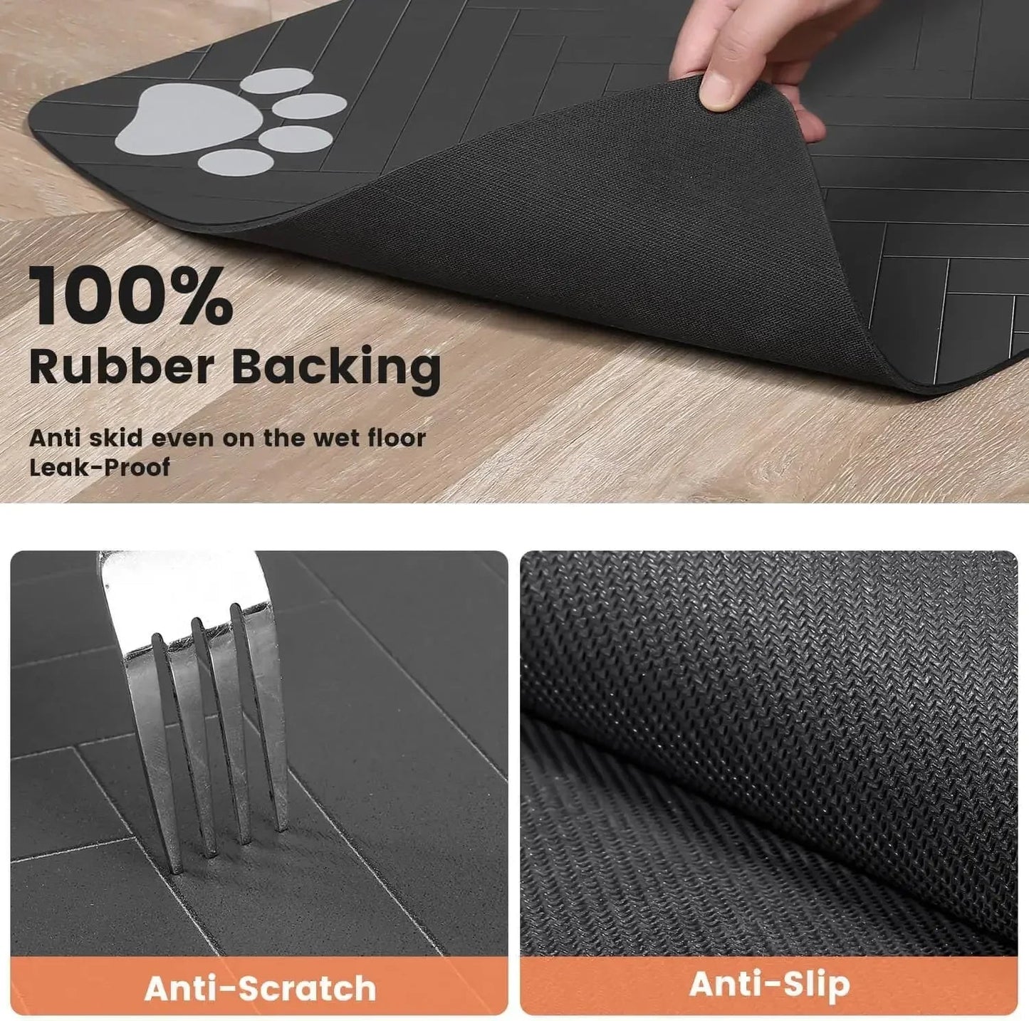 Waterproof Placemat for Dog & Cat Food & Water Bowls, Quick - Dry Rubber Backing - The Happy Pet Store