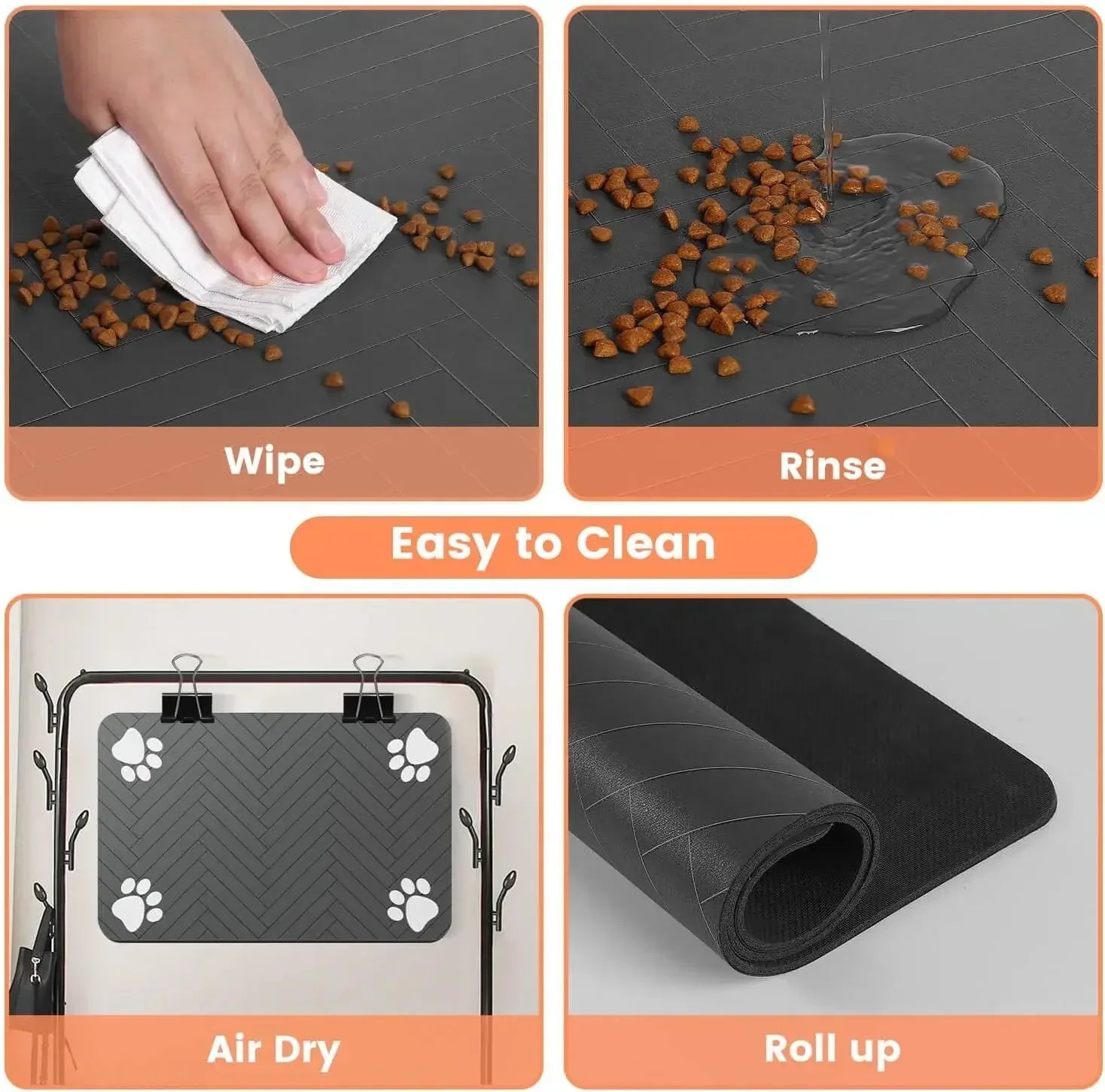 Waterproof Placemat for Dog & Cat Food & Water Bowls, Quick - Dry Rubber Backing - The Happy Pet Store