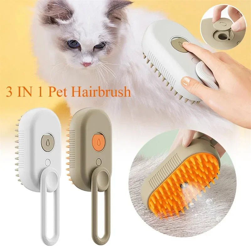 3 in 1 Pet Electric Steam Brush Cat and Dog Cleaning Spray Massage Grooming Comb Retractable Handle Pet Hair Removal BeautyBrush - The Happy Pet Store