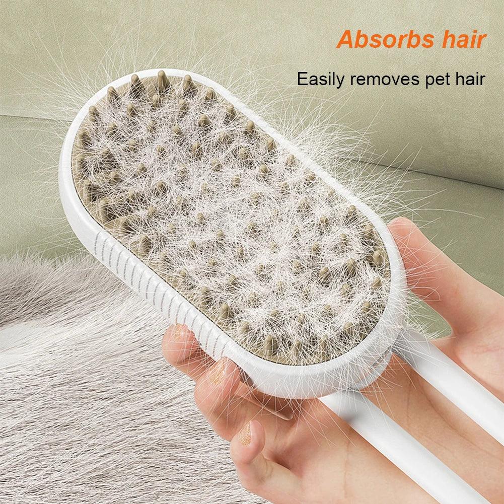 3 in 1 Pet Electric Steam Brush Cat and Dog Cleaning Spray Massage Grooming Comb Retractable Handle Pet Hair Removal BeautyBrush - The Happy Pet Store