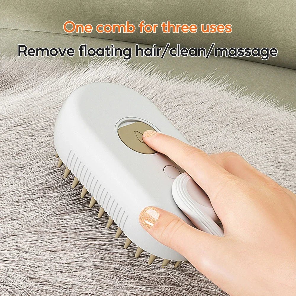 3 in 1 Pet Electric Steam Brush Cat and Dog Cleaning Spray Massage Grooming Comb Retractable Handle Pet Hair Removal BeautyBrush - The Happy Pet Store