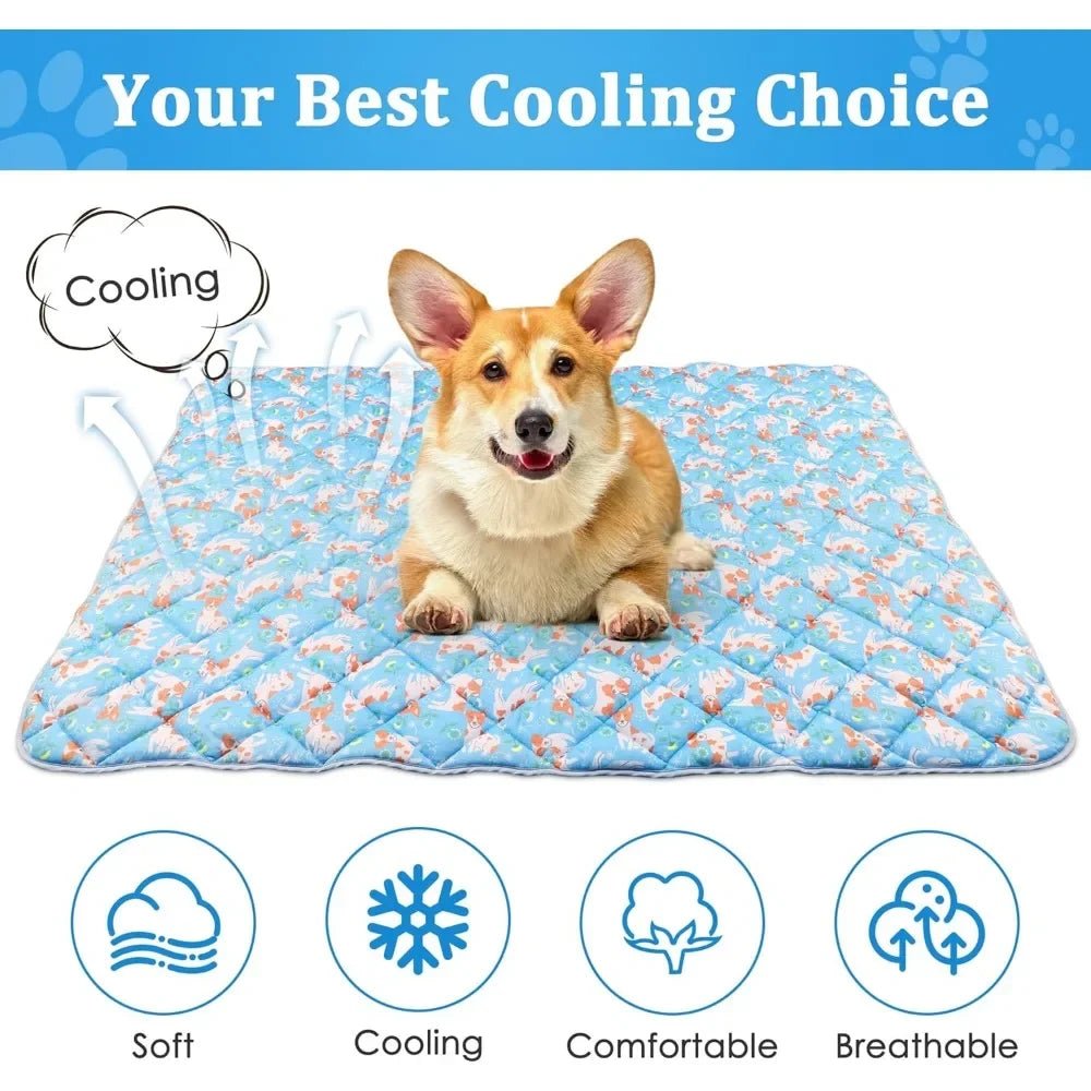 Dog Cooling Mat, Cooling Blanket for Dogs Bed Cover, Ice Silk Cool Pad for Dogs Furniture Protector, Premium Soft Washable Pet B - The Happy Pet Store