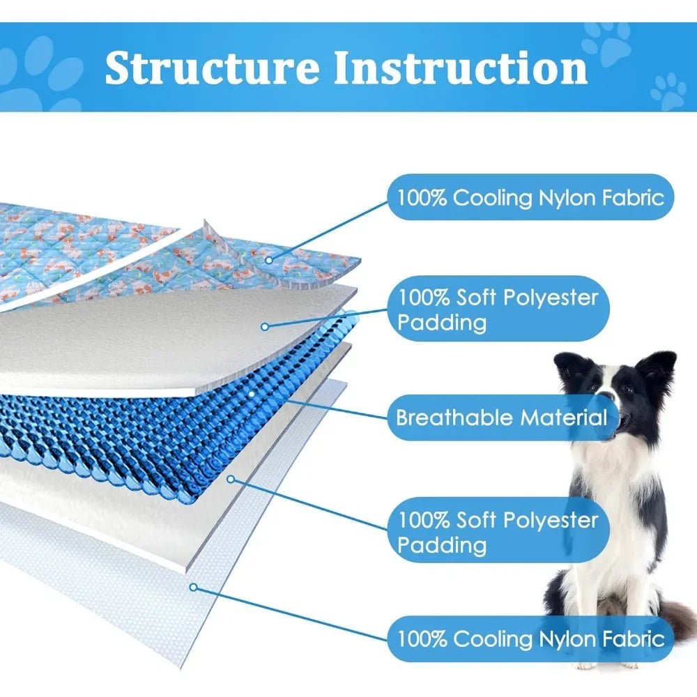 Dog Cooling Mat, Cooling Blanket for Dogs Bed Cover, Ice Silk Cool Pad for Dogs Furniture Protector, Premium Soft Washable Pet B - The Happy Pet Store
